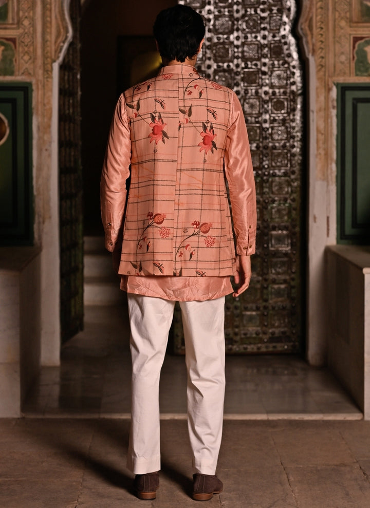 Blush Pink Printed Organza Half Jacket