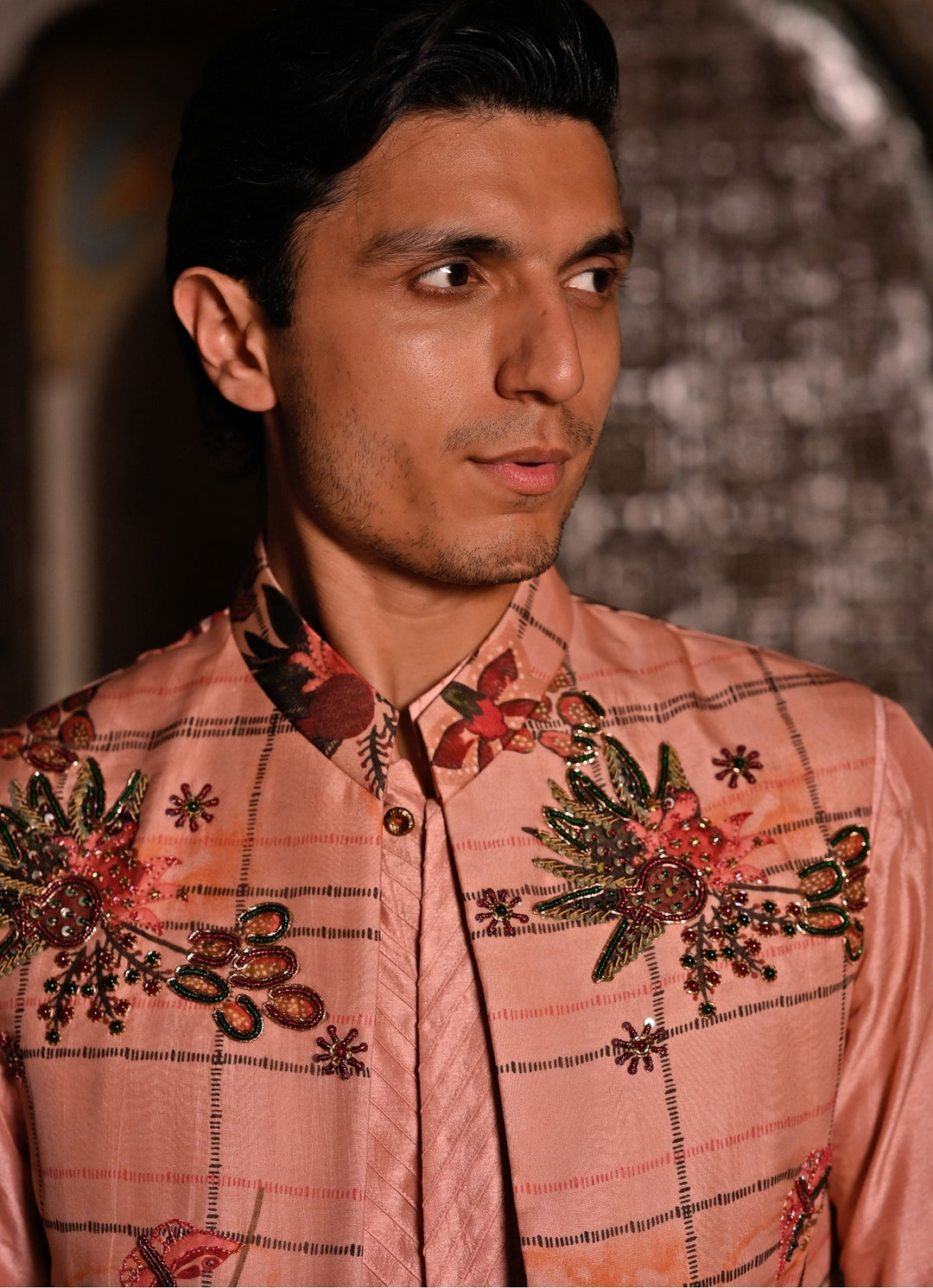 Blush Pink Printed Organza Half Jacket