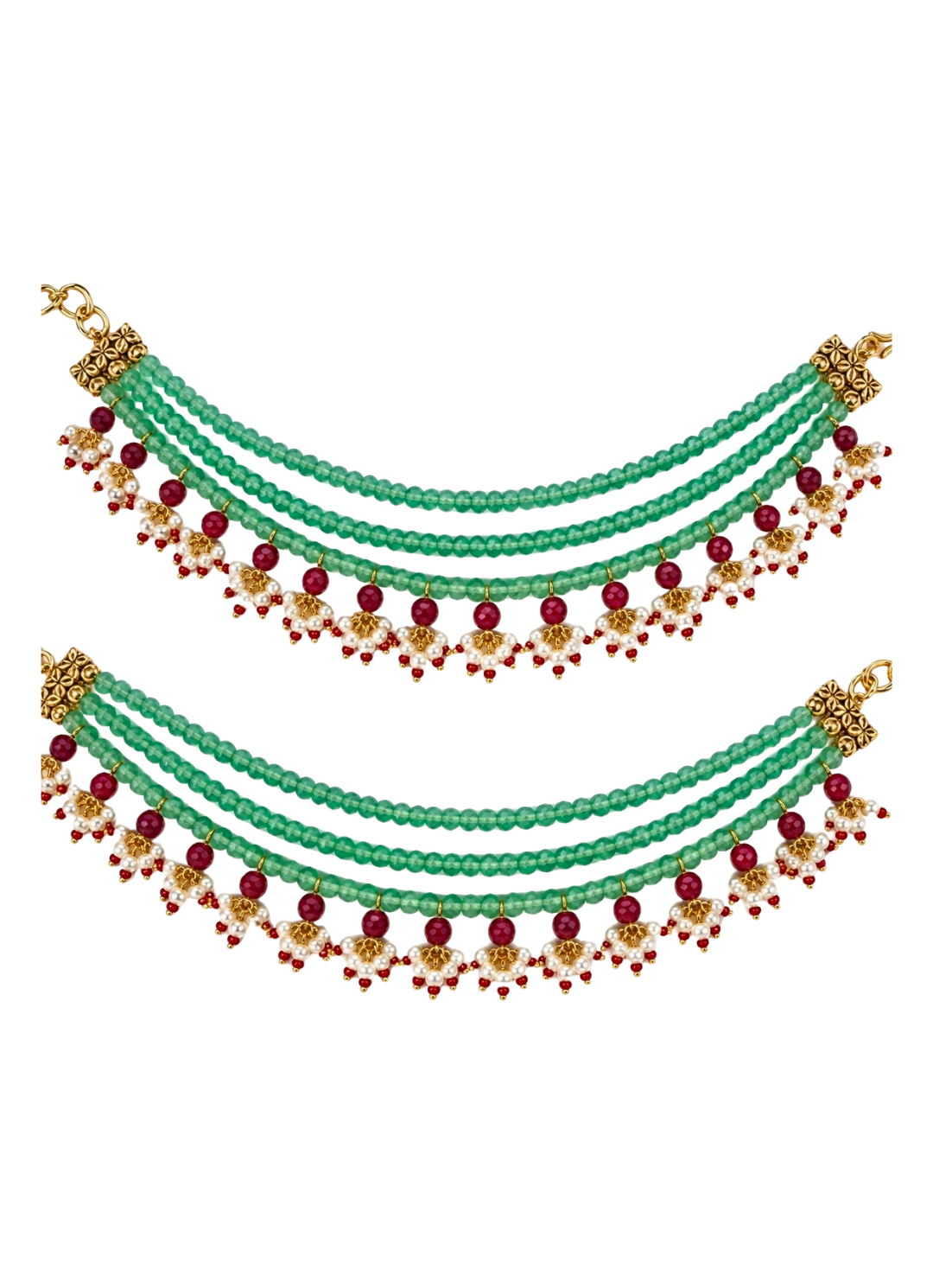 Sage Green Pearl Layered Earchain