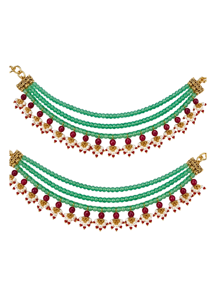 Sage Green Pearl Layered Earchain