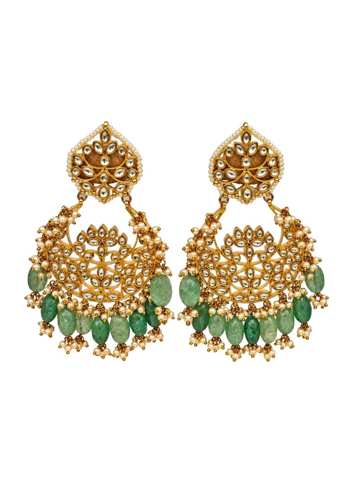 Sage Green Beaded Chandbali