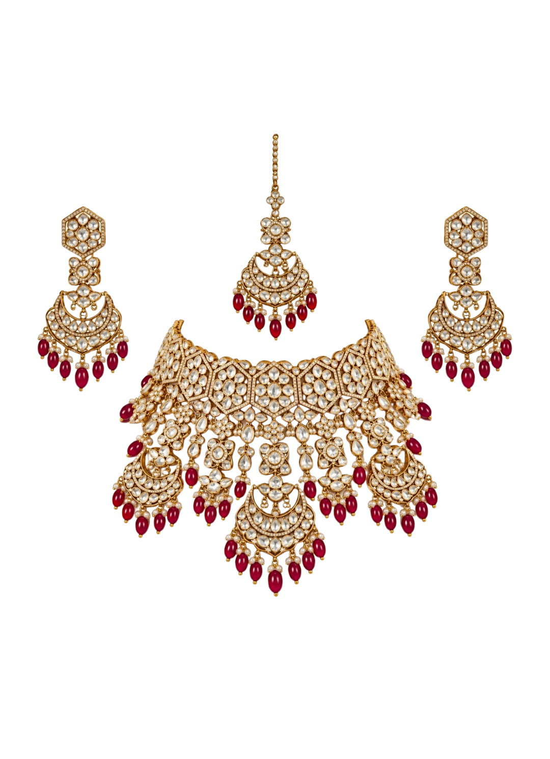 Ruby Kundan Bridal Necklace Set