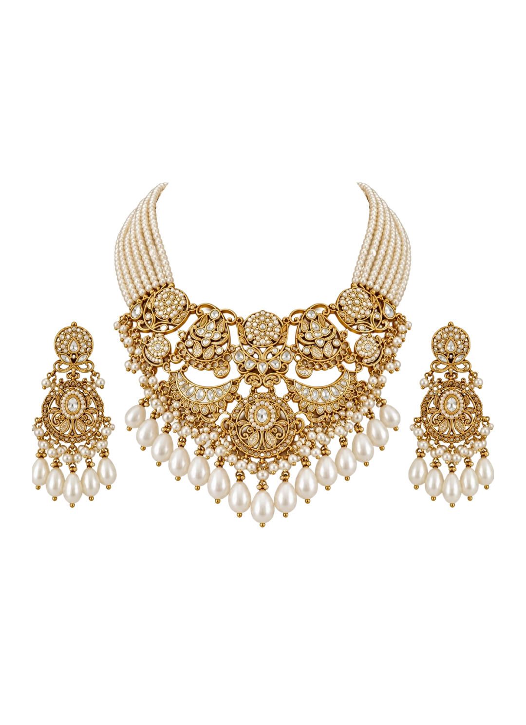 Pearl Kundan Layered Necklace Set