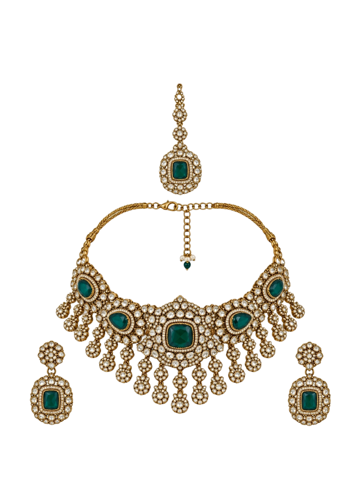Emerald Polki Kundan Necklace Set