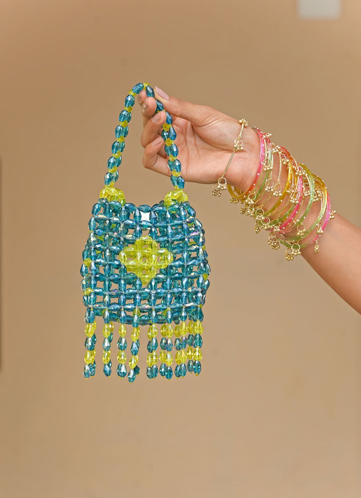 Rama Green Crystal Tassel Potli