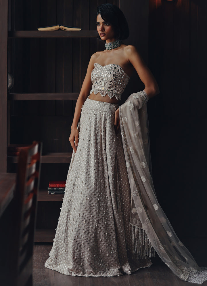 Ivory Lehenga With Corset Blouse