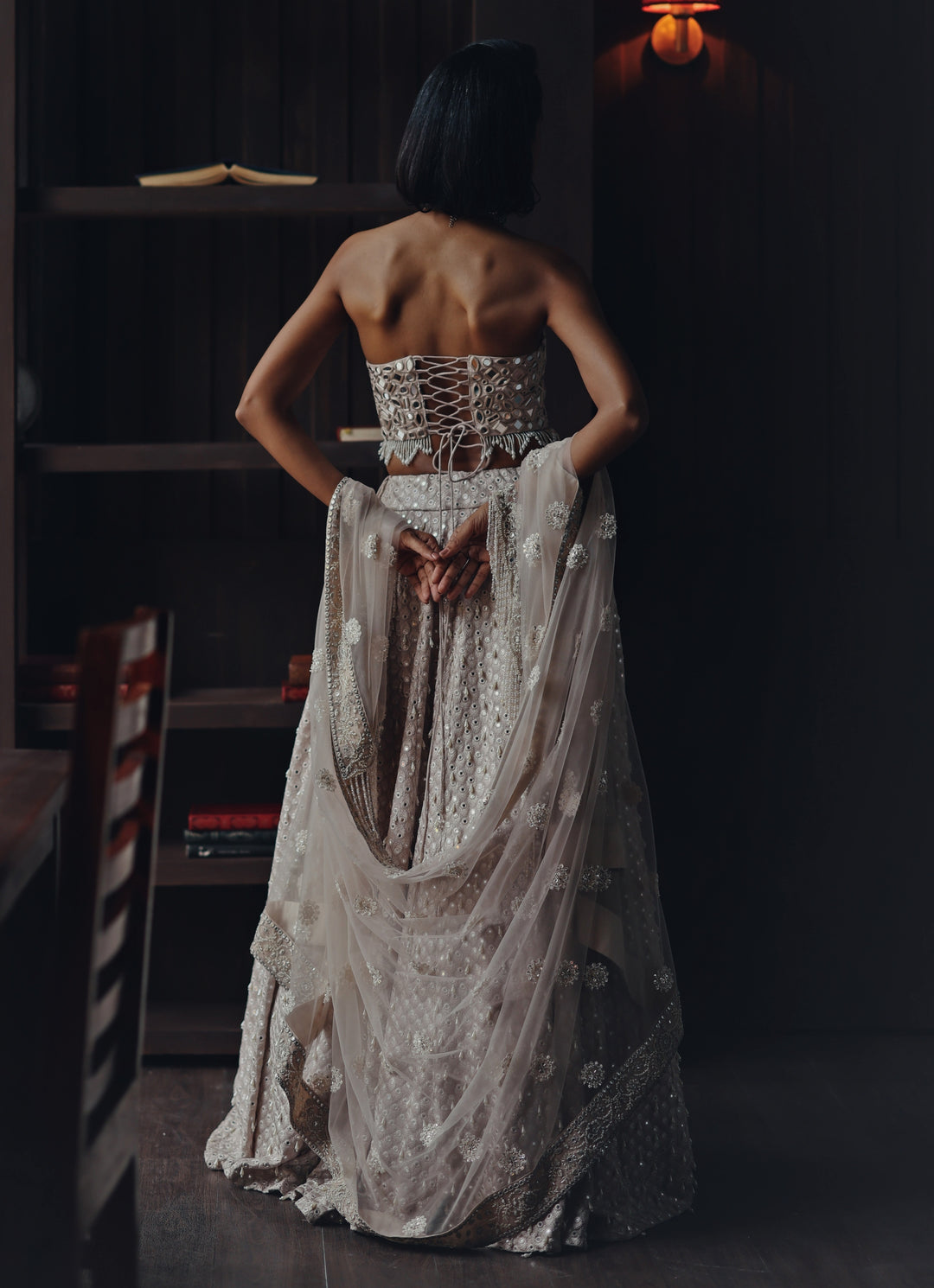 Ivory Lehenga With Corset Blouse