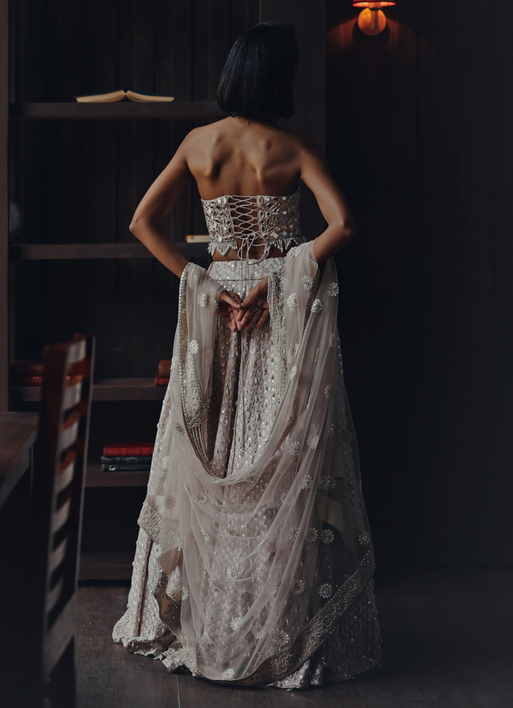 Ivory Lehenga With Corset Blouse