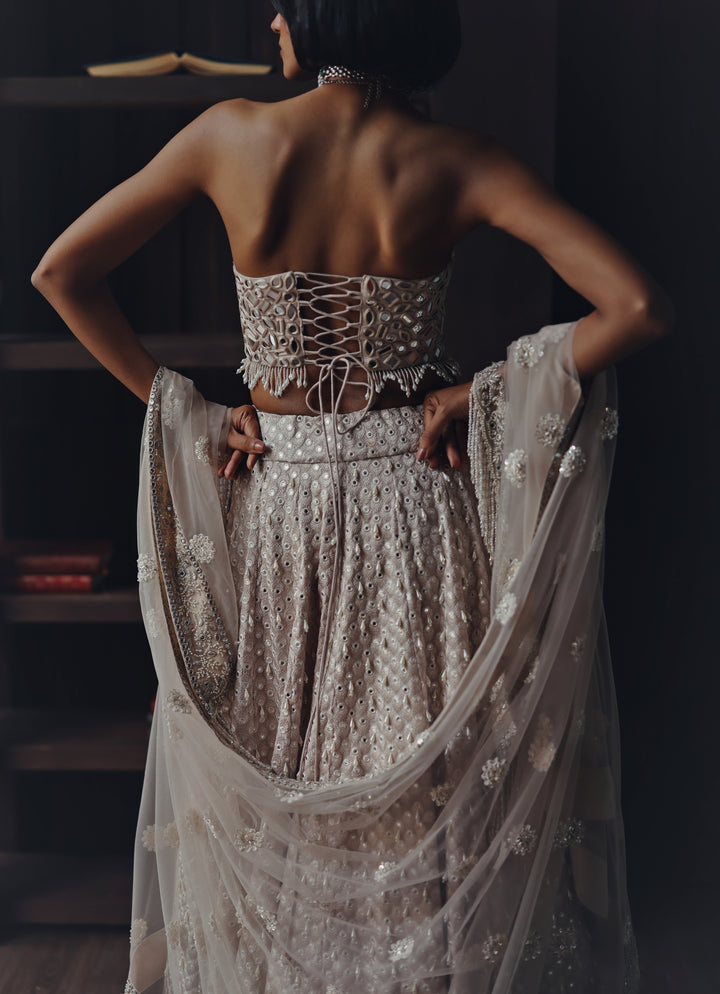 Ivory Lehenga With Corset Blouse