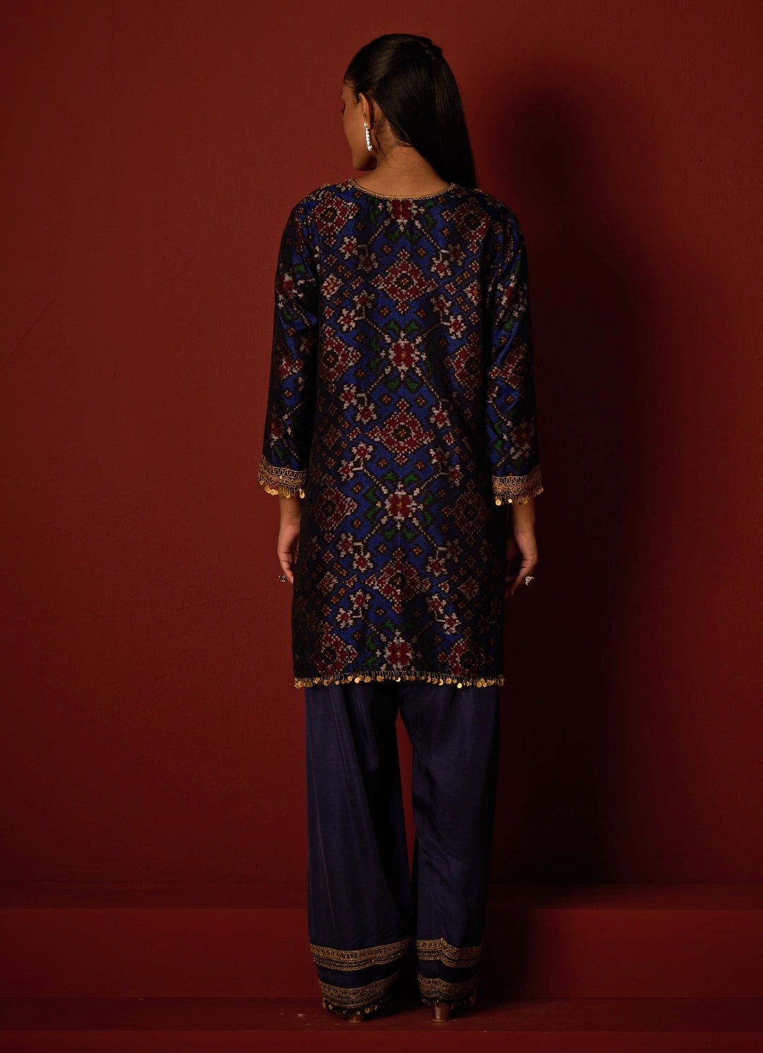 Indigo Blue Patola Silk Kurta Salwar Set