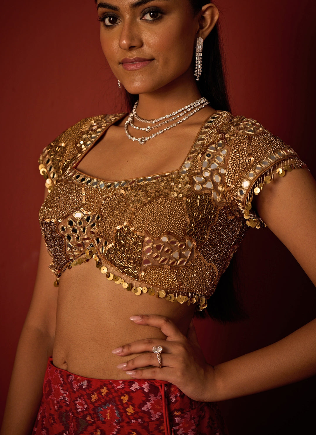 Red And Gold Patola Silk Lehenga Set