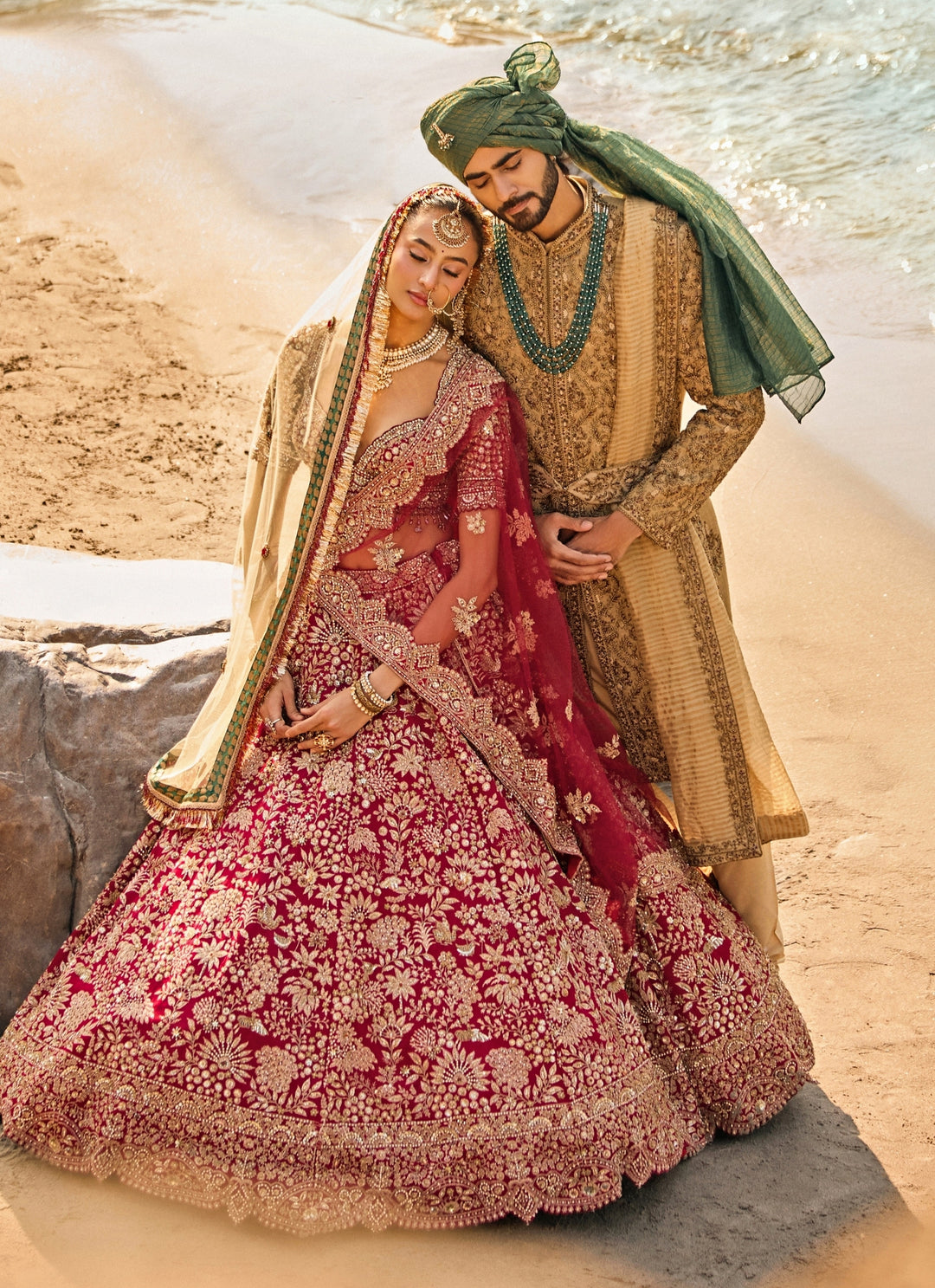 Greenish Gold Matka Silk Sherwani Set