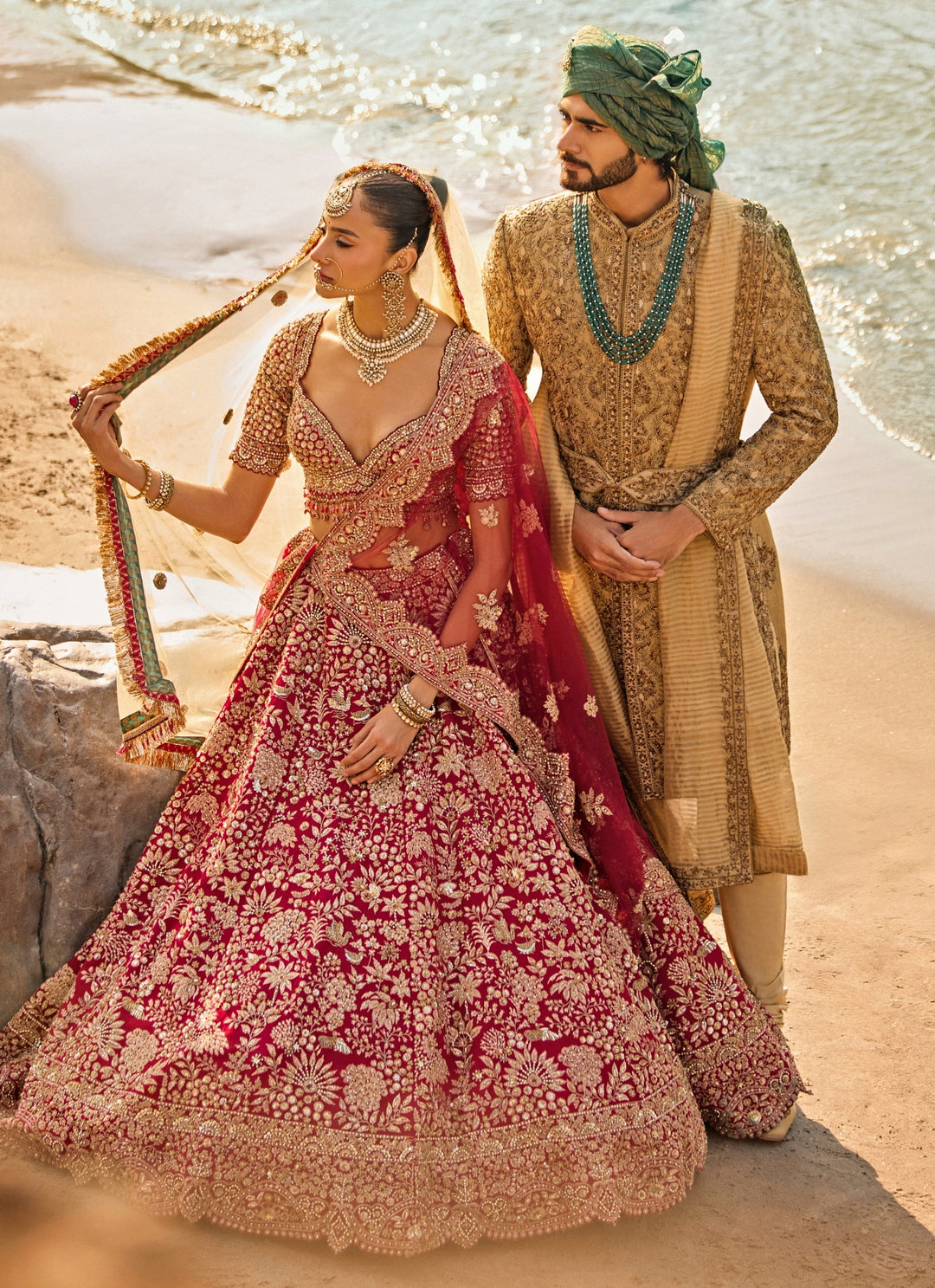 Greenish Gold Matka Silk Sherwani Set