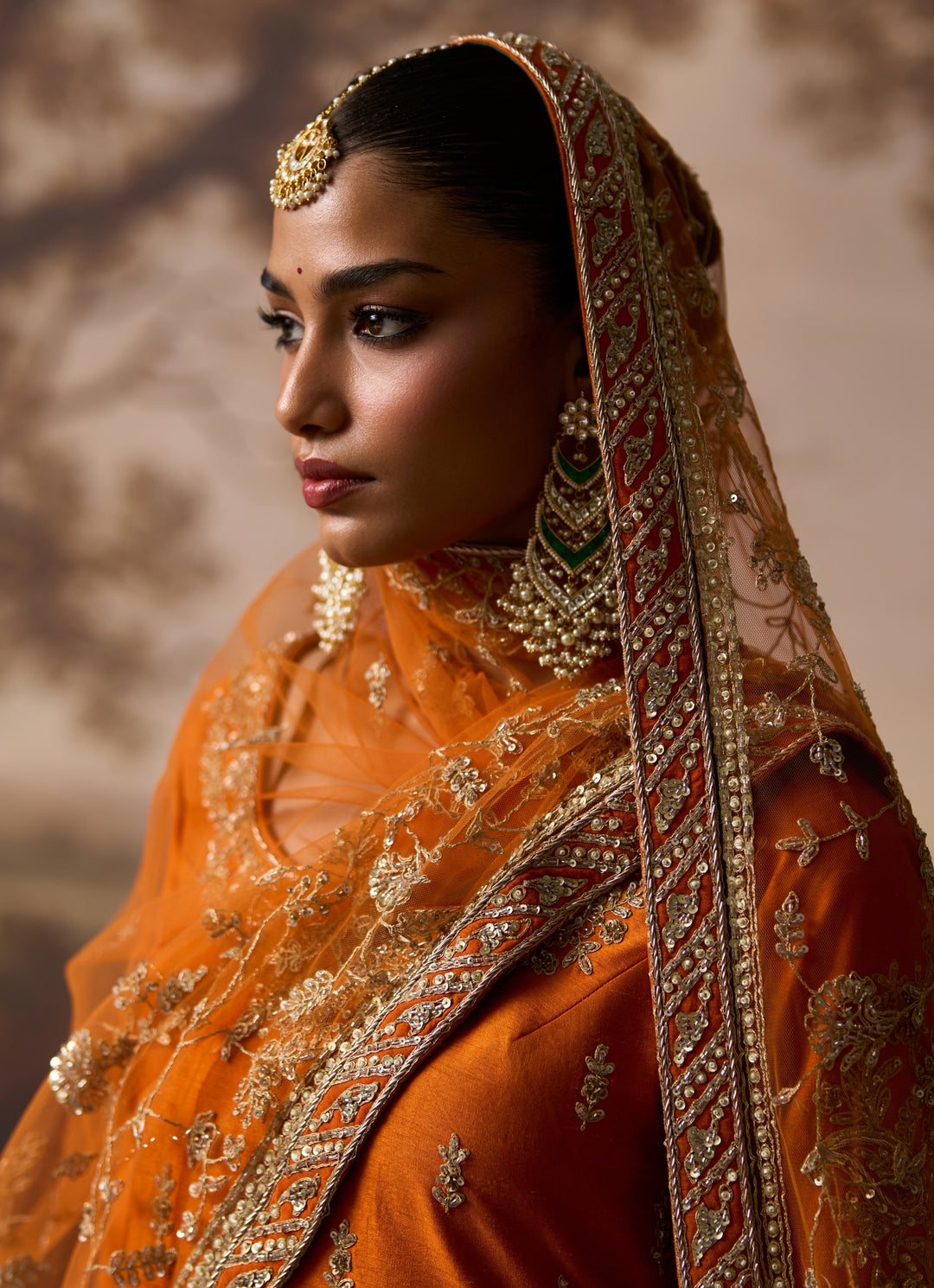 Rust Orange Raw Silk Kurta Sharara Set