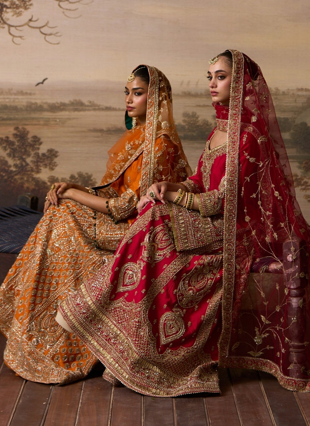 Red Raw Silk Kurta Sharara Set