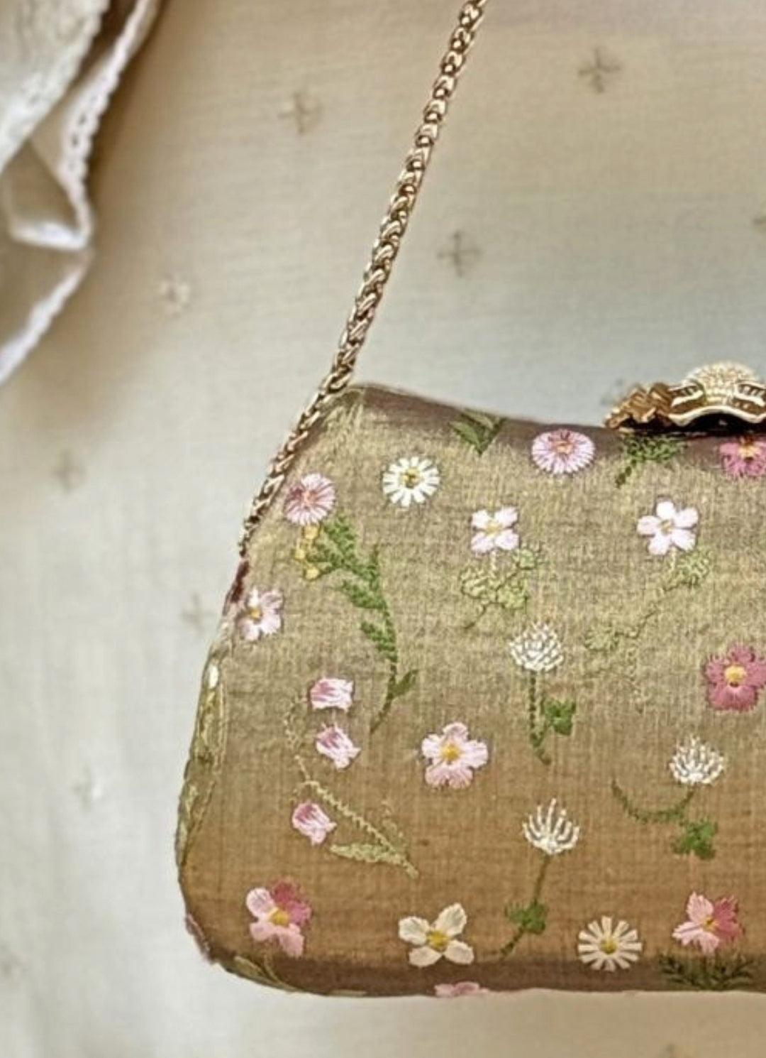 Muted Brown Embroidered Tissue Clutch