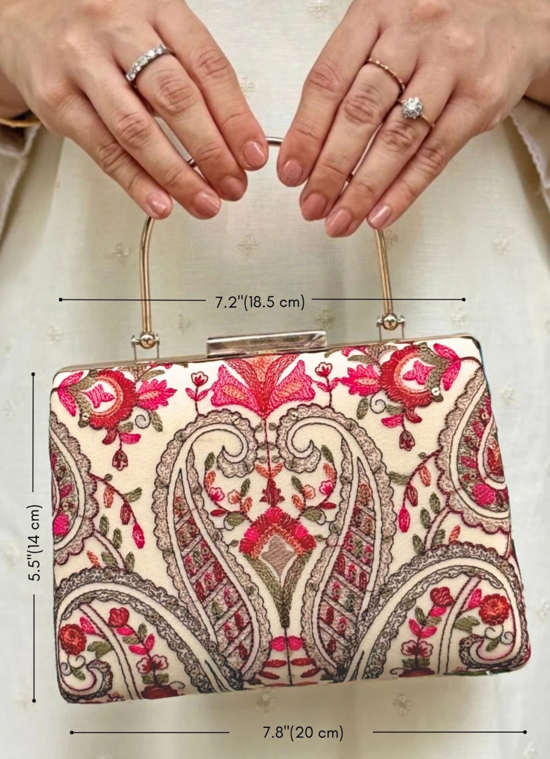 Off-White Embroidered Clutch