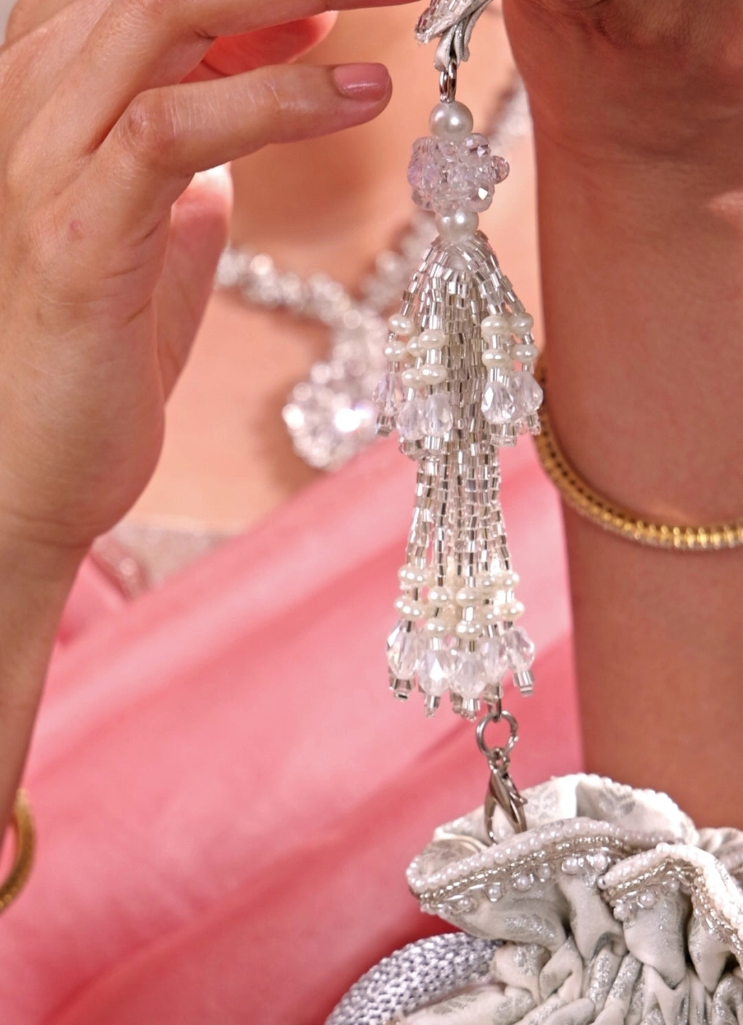 Silver Brocade Silk Mini Potli