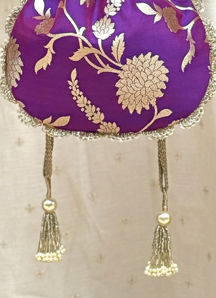 Purple Banarasi Silk Potli