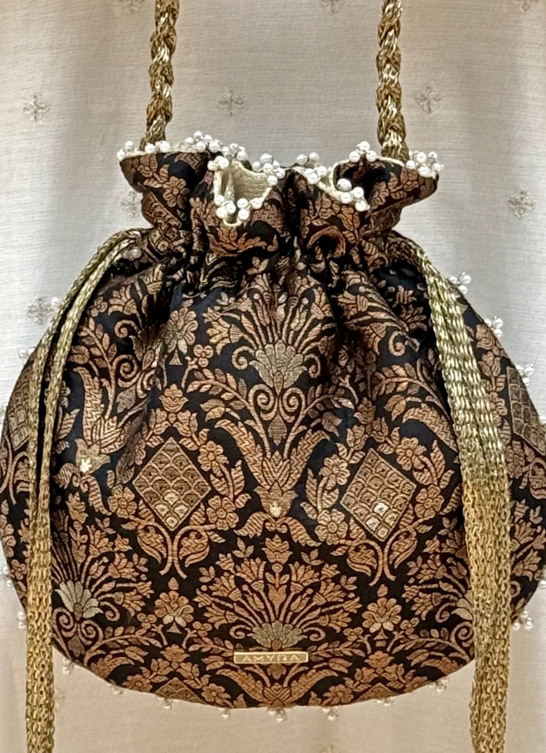 Black Pure Silk Potli