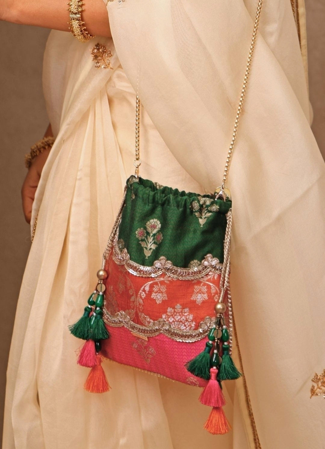 Multicolor Pure Silk Potli