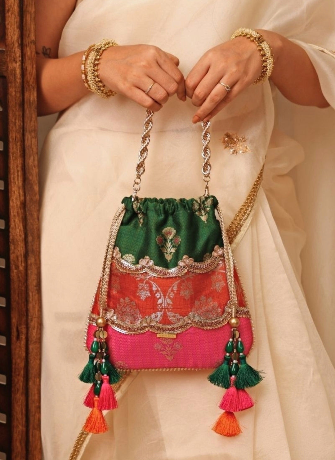Multicolor Pure Silk Potli