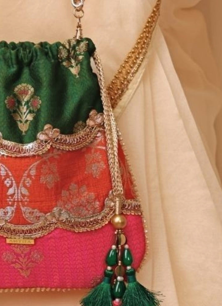 Multicolor Pure Silk Potli