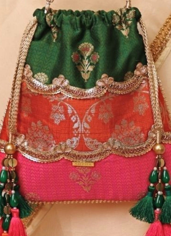 Multicolor Pure Silk Potli