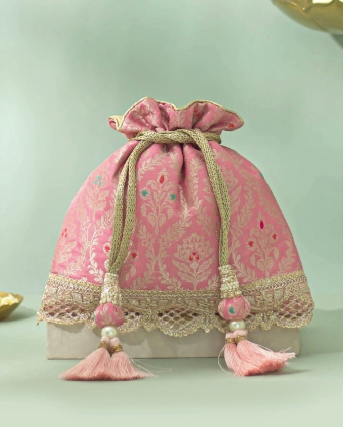 Pastel Pink Silk Potli