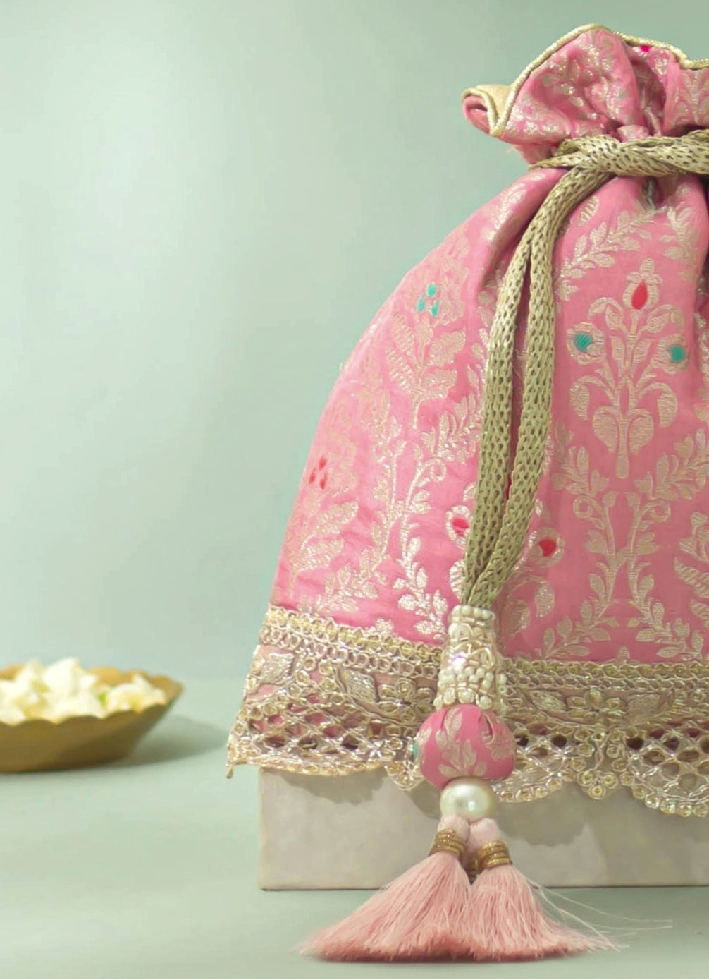 Pastel Pink Silk Potli