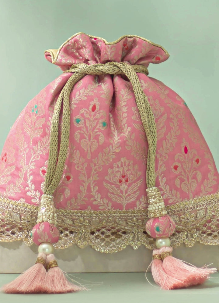 Pastel Pink Silk Potli