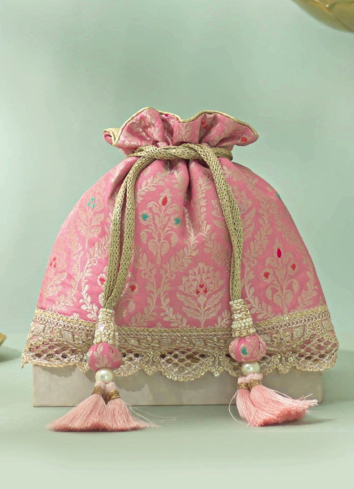 Pastel Pink Silk Potli
