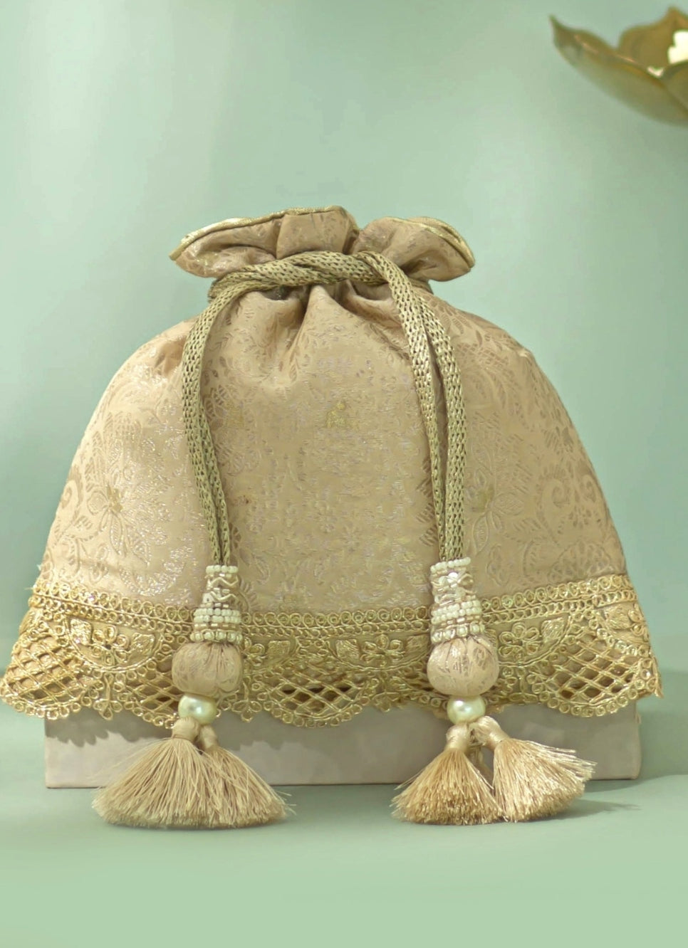 Beige Silk Potli