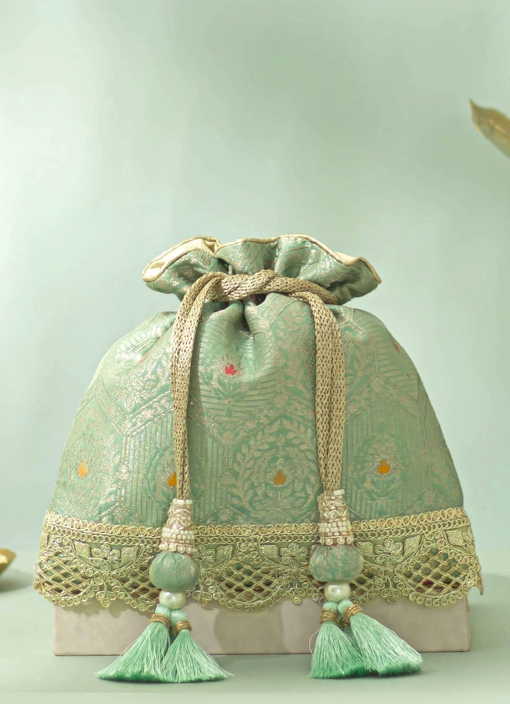 Pastel Green  Silk Potli