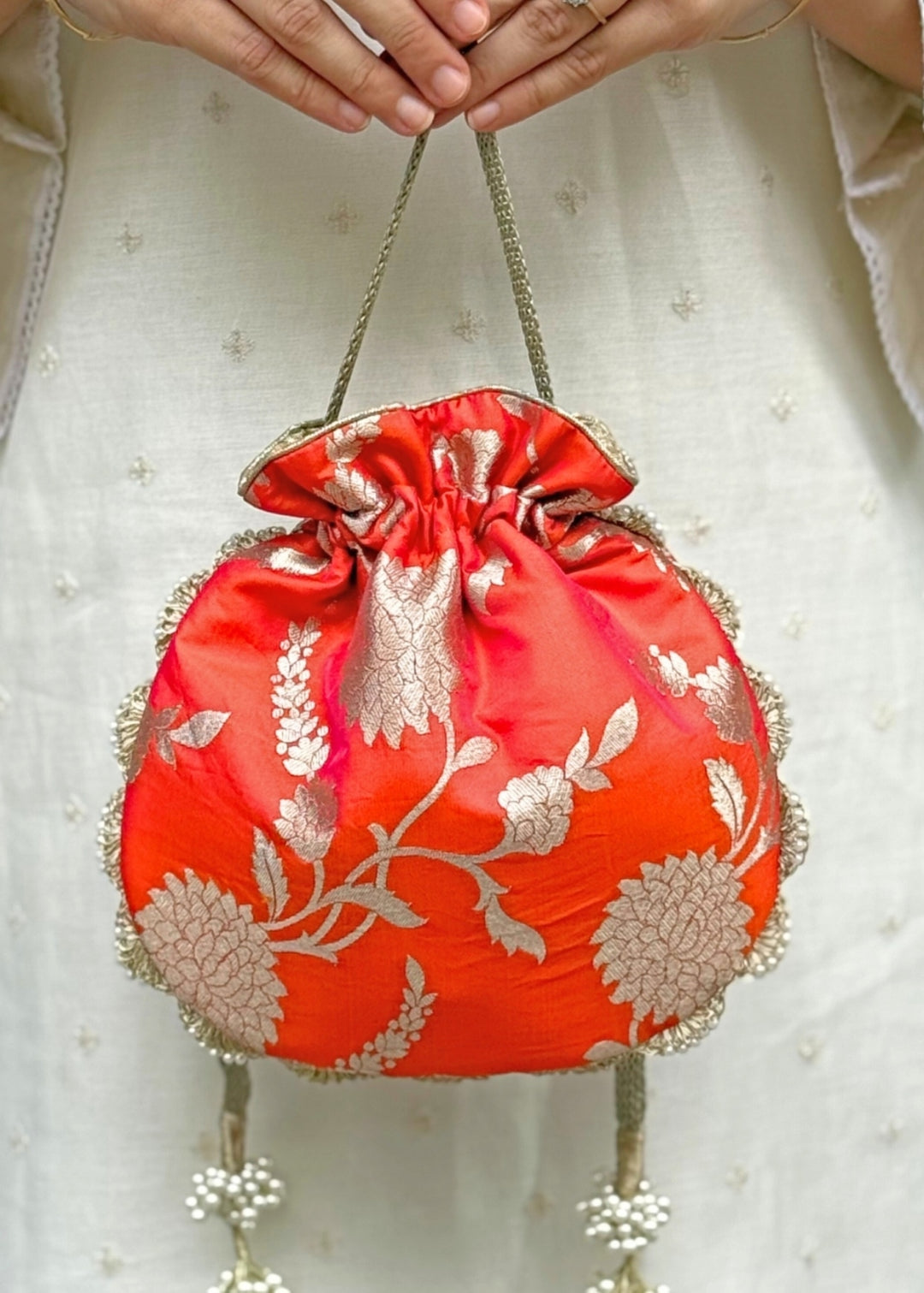 Orange Banarasi Potli