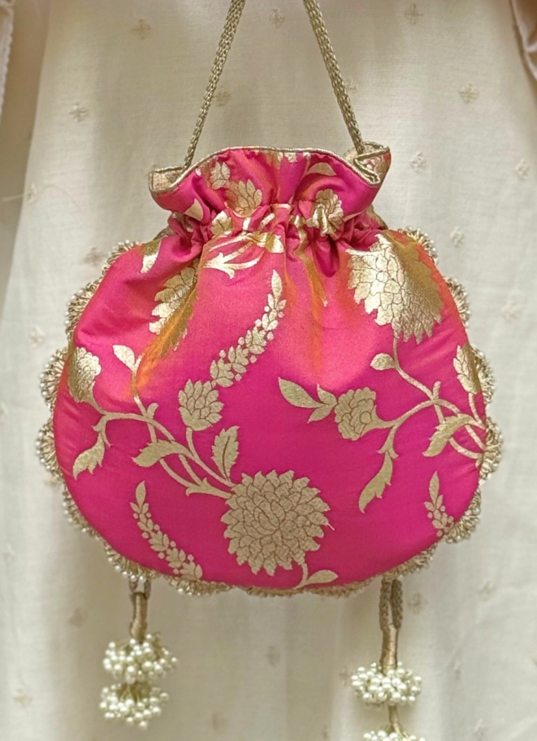 Rose Pink Banarasi Potli
