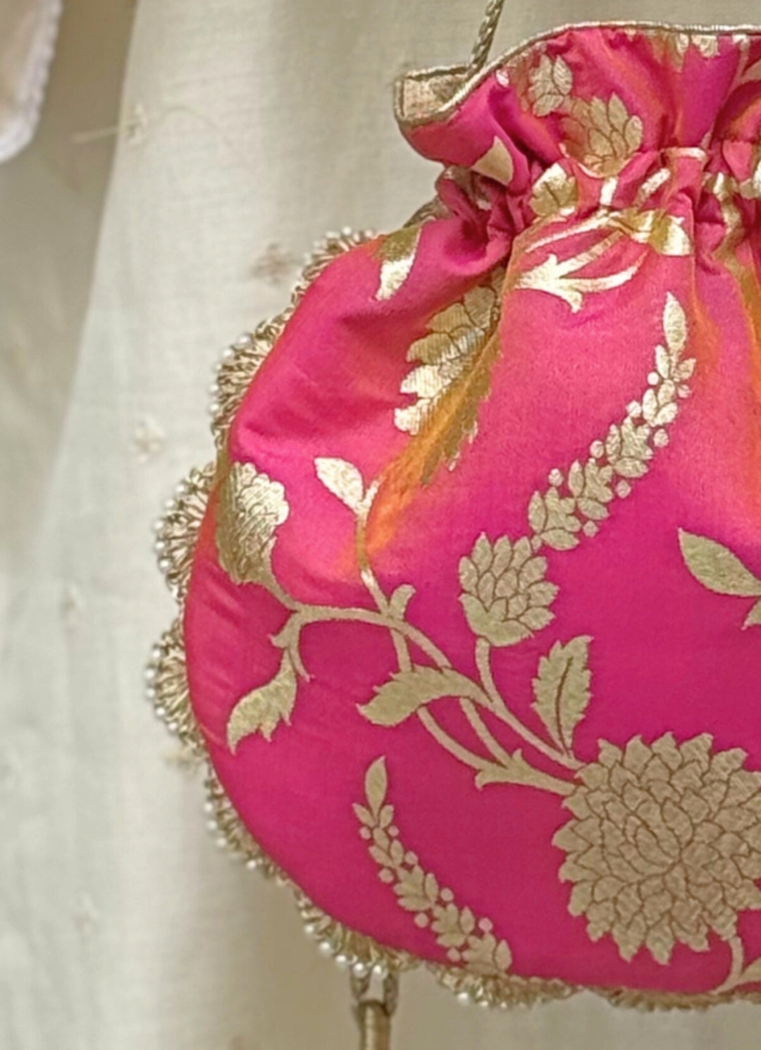 Rose Pink Banarasi Potli