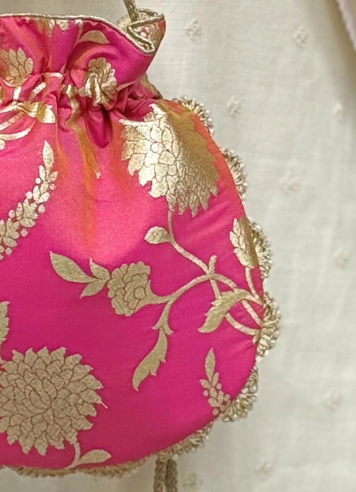 Rose Pink Banarasi Potli