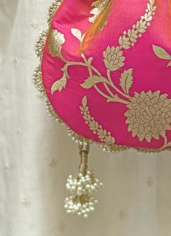 Rose Pink Banarasi Potli