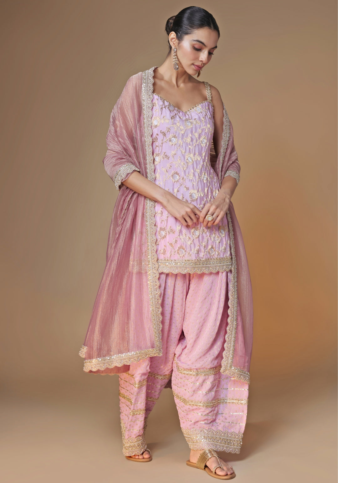 Lilac Banarasi Silk Kurta Salwar Set