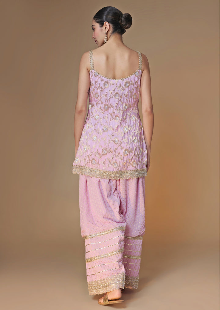 Lilac Banarasi Silk Kurta Salwar Set