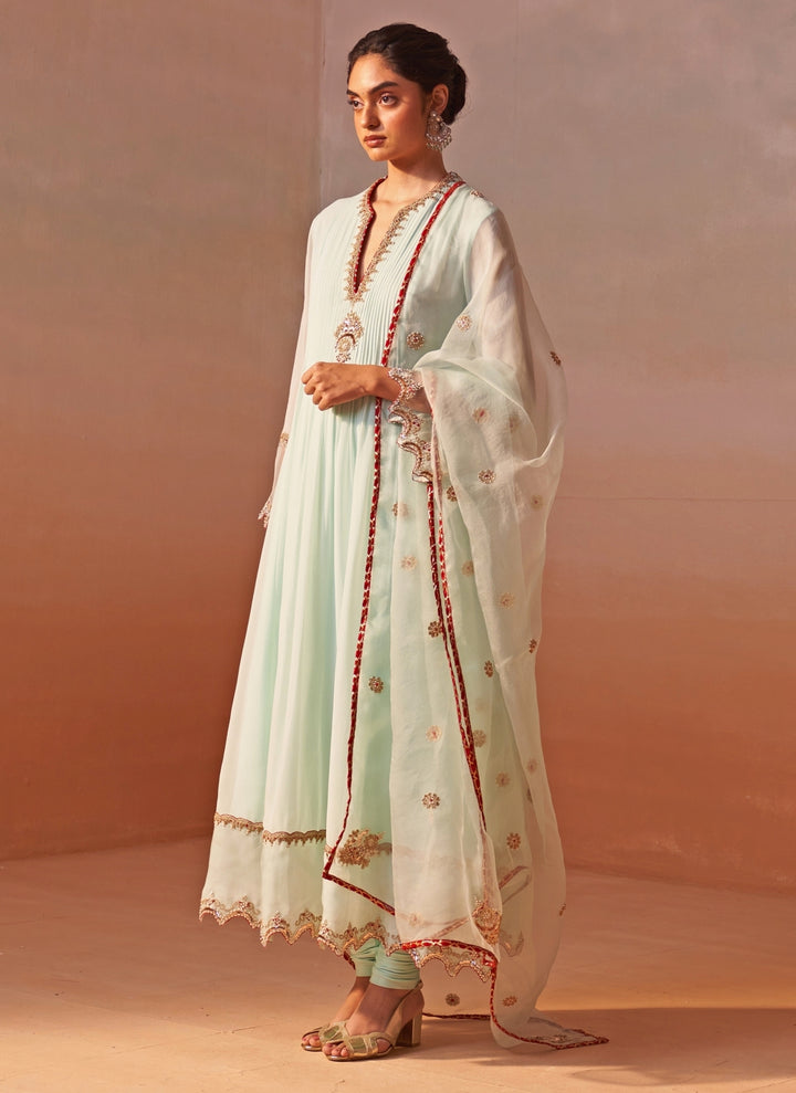 Pastel Green Georgette Anarkali Set