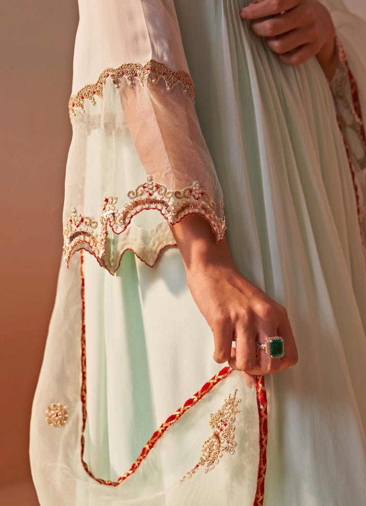 Pastel Green Georgette Anarkali Set