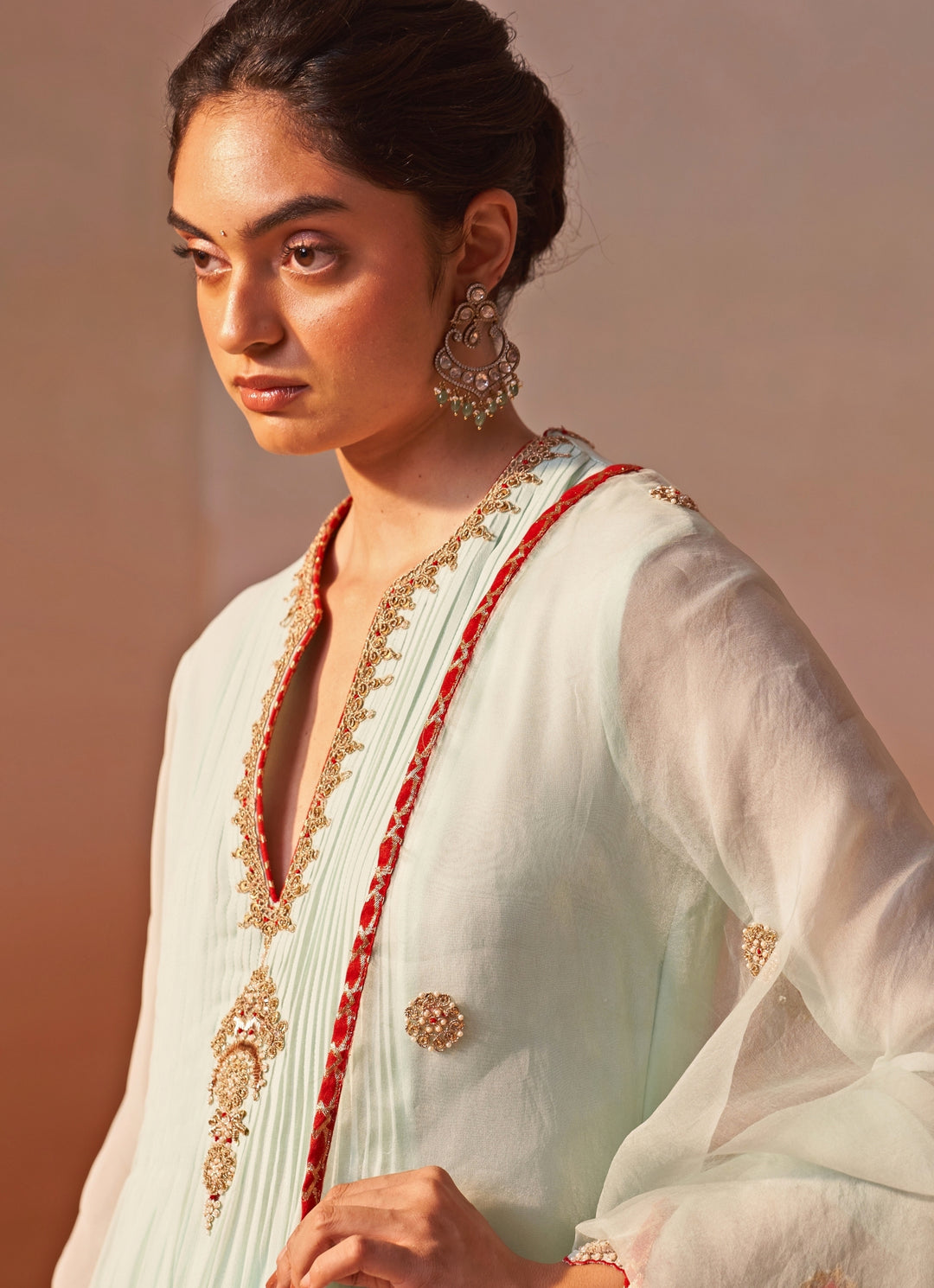 Pastel Green Georgette Anarkali Set