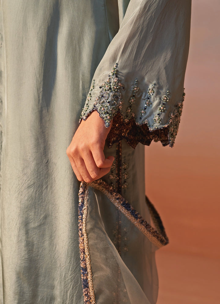 Sage Green Silk Kurta Palazzos Set