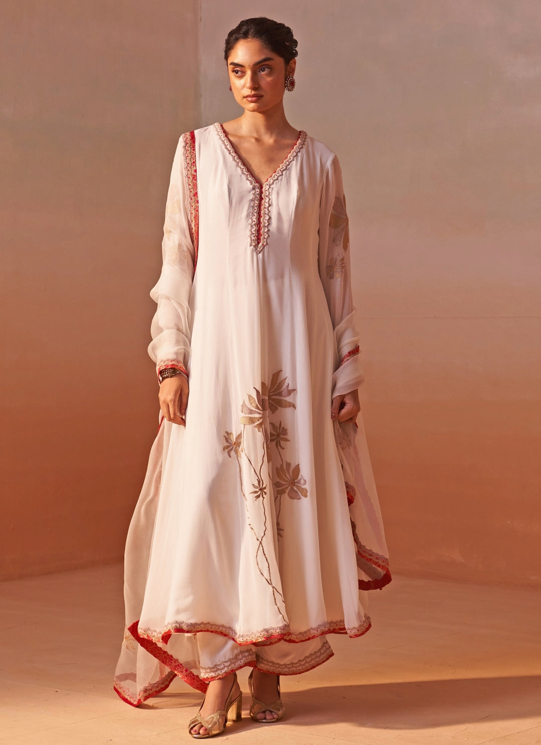Ivory Georgette Anarkali Set