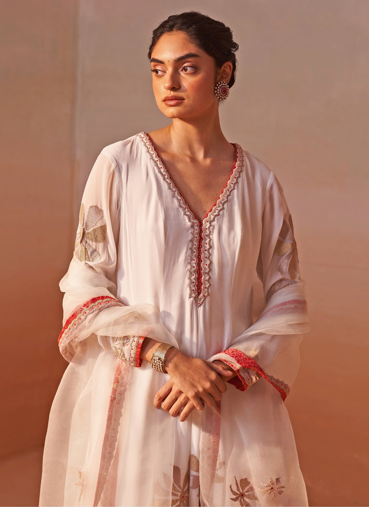 Ivory Georgette Anarkali Set