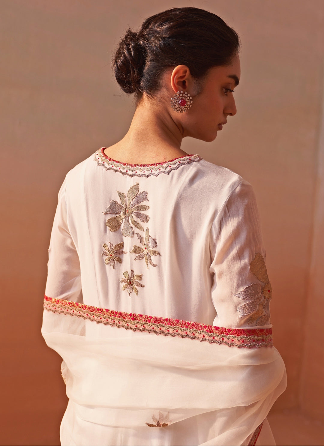 Ivory Georgette Anarkali Set