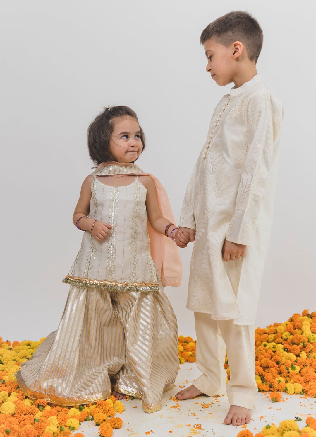Ivory Chanderi Kurta Sharara Set