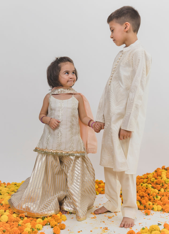 Ivory Chanderi Kurta Sharara Set